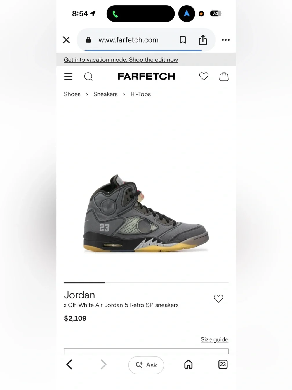 New! Off-White x Air Jordan 5 Retro SP 'Muslin' sneakers